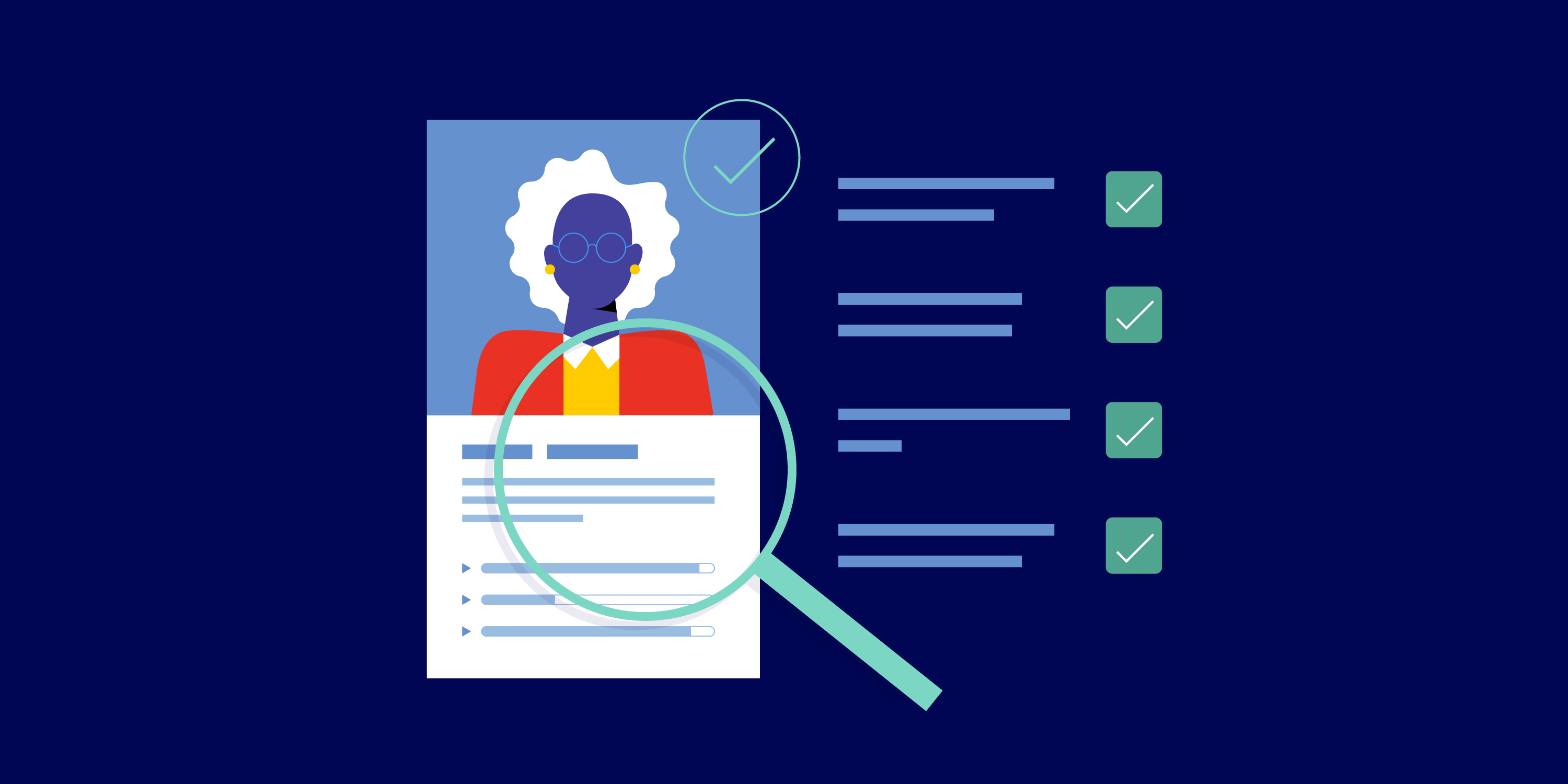 A magnifying glass hovers over the resume of an older employee, showing how to avoid ageism in recruitment.